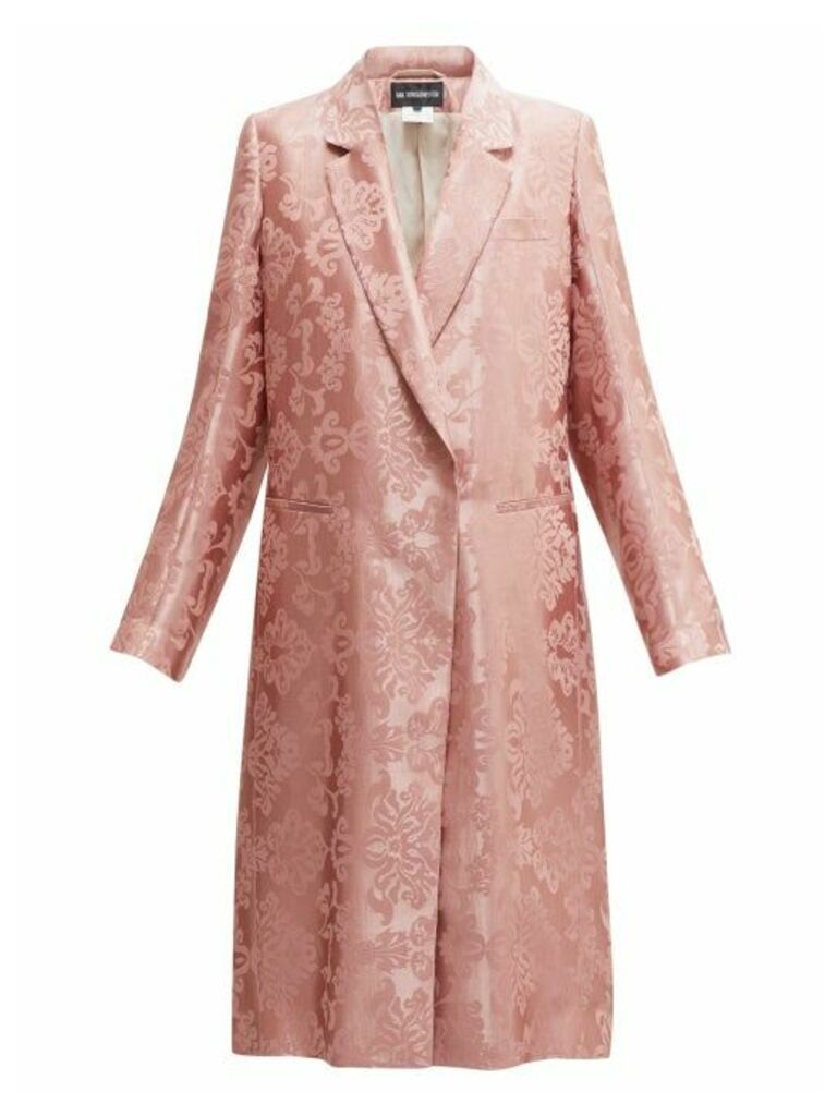 Ann Demeulemeester - Daphne Rose-jacquard Longline Coat - Womens - Light Pink