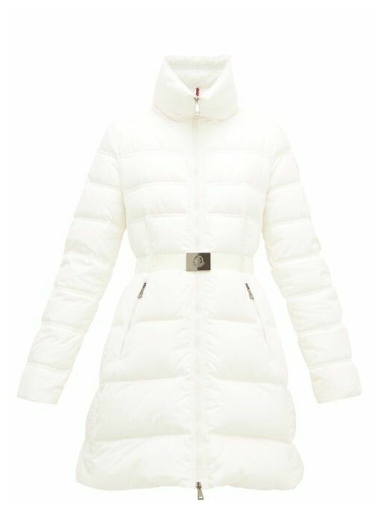 Moncler - Accenteur Belted Down-quilted Coat - Womens - White