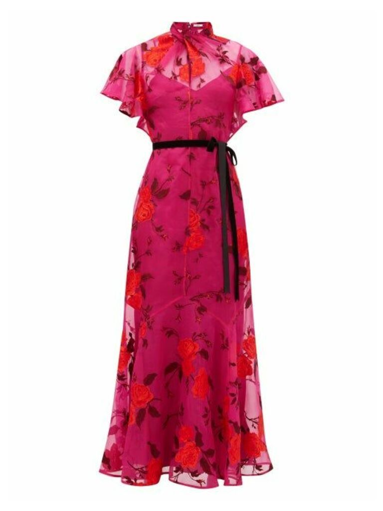 Erdem - Celestina Rose-embroidered Silk-organza Gown - Womens - Pink Multi