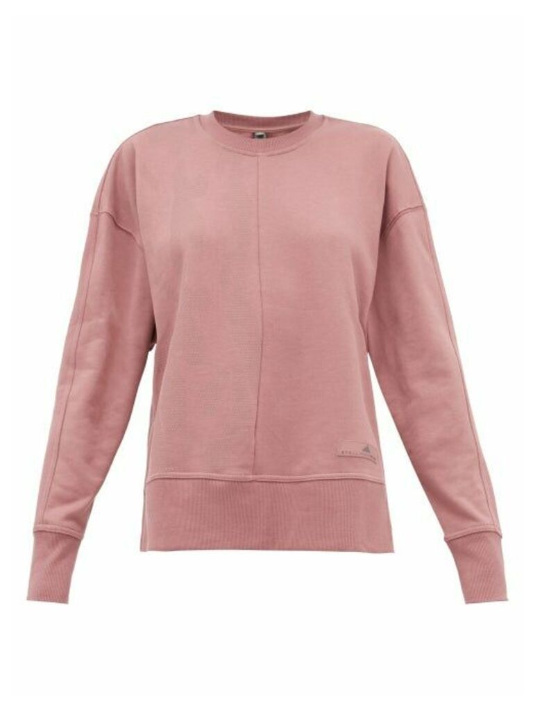 Adidas By Stella Mccartney - Zip-vent Sleeves Cotton Sweatshirt - Womens - Pink