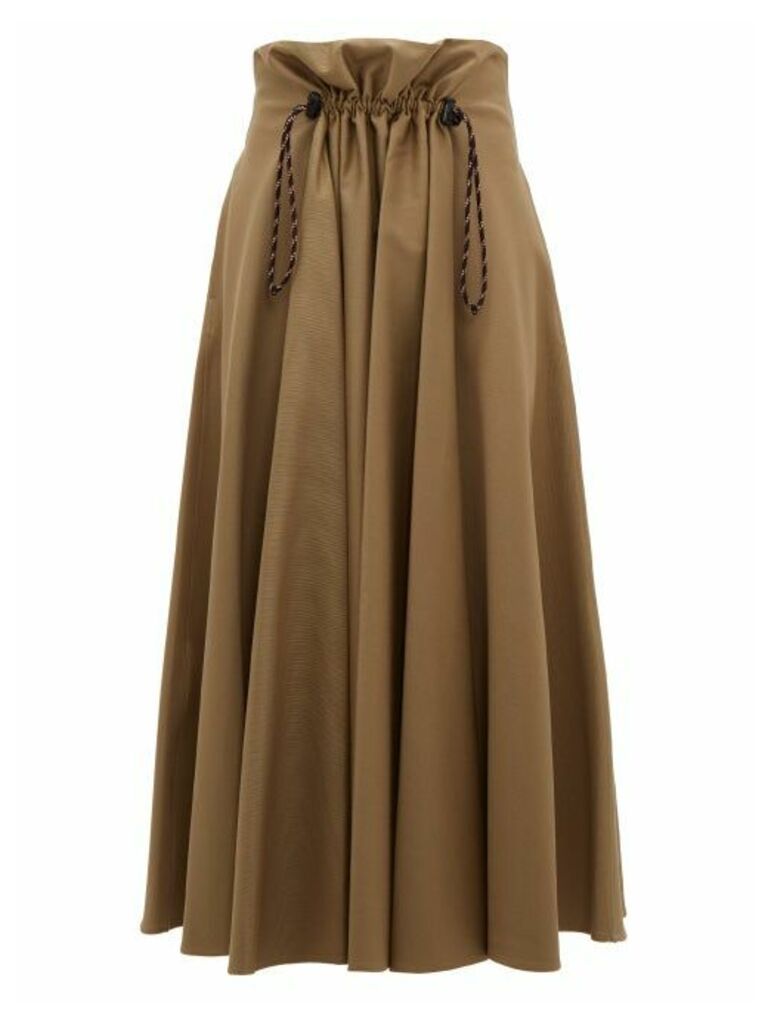 Golden Goose - Ayeme Paperbag Waist Cotton Twill Midi Skirt - Womens - Camel