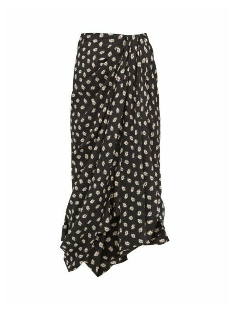 Isabel Marant - Candice Draped Floral-print Silk Midi Skirt - Womens - Black Print