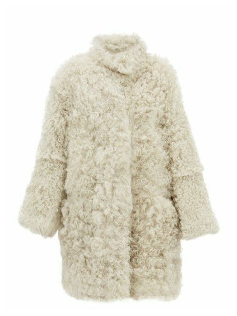 Raey - Stand-collar Curly Shearling Coat - Womens - Cream
