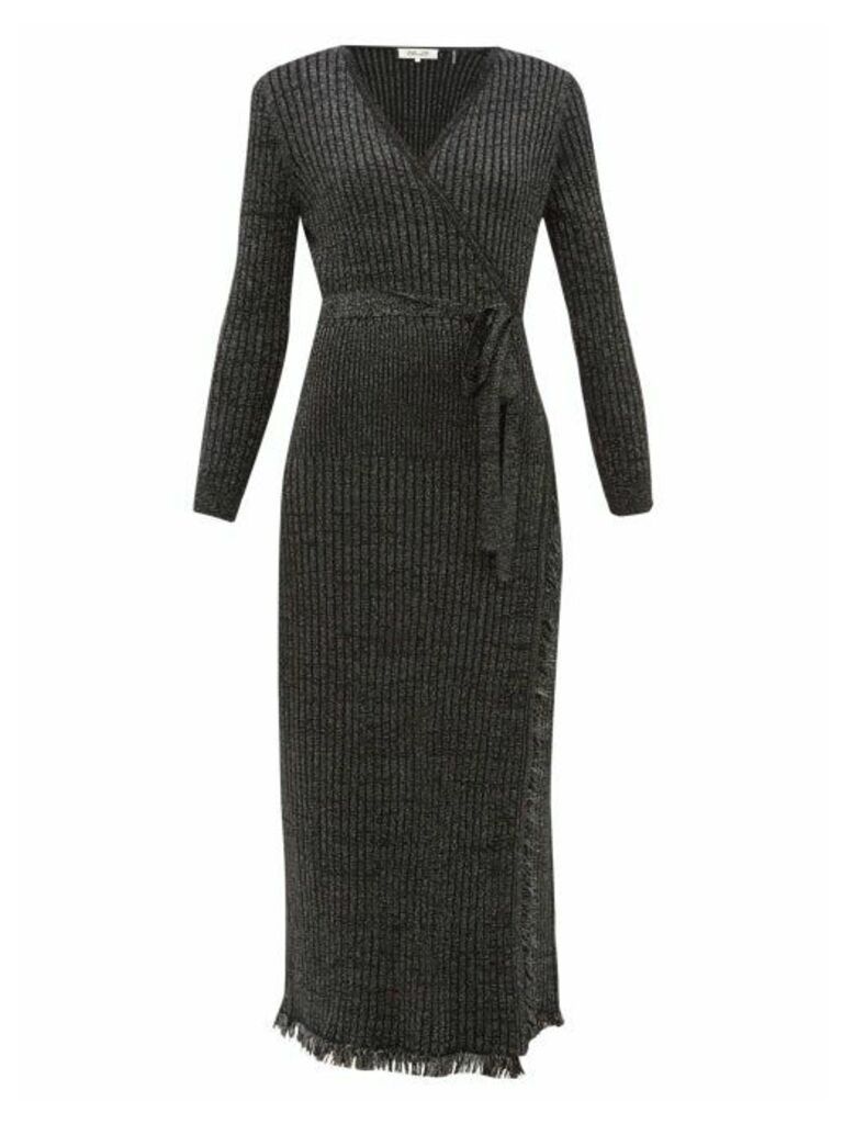 Diane Von Furstenberg - Bobbi Ribbed Merino Wool-blend Lamé Wrap Dress - Womens - Black
