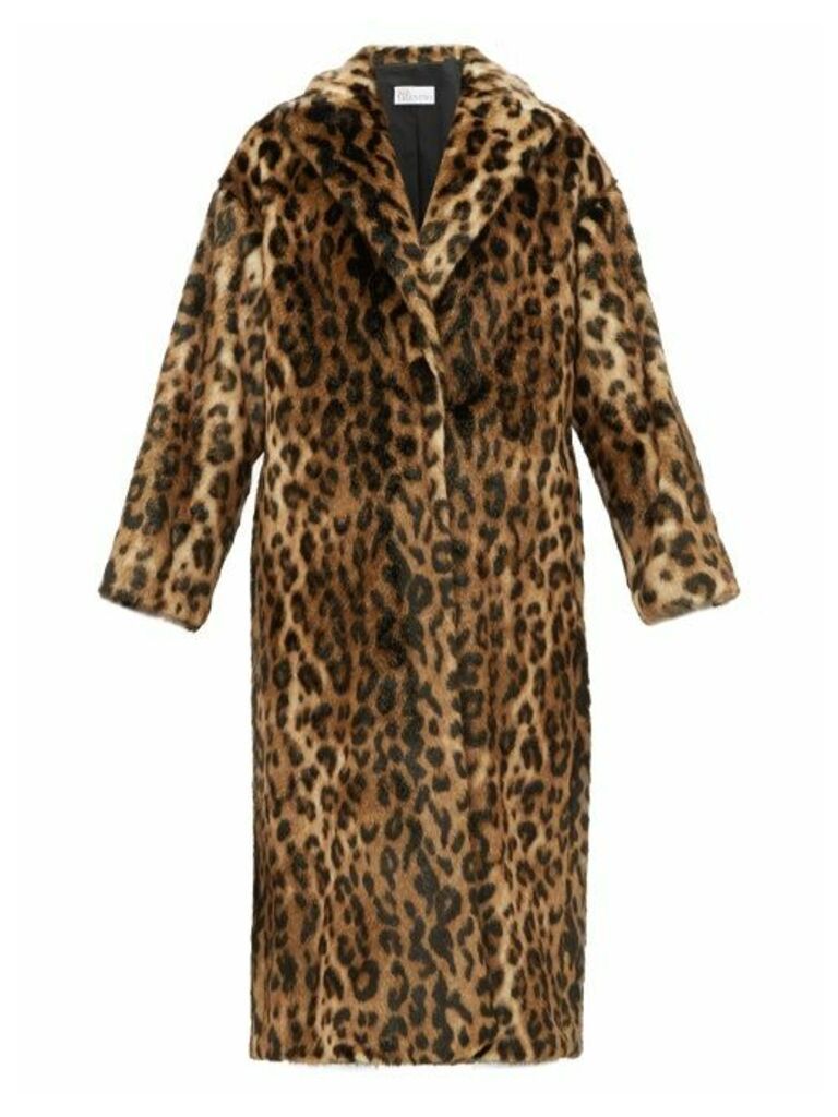 Redvalentino - Ruffled-back Leopard-print Faux-fur Coat - Womens - Brown