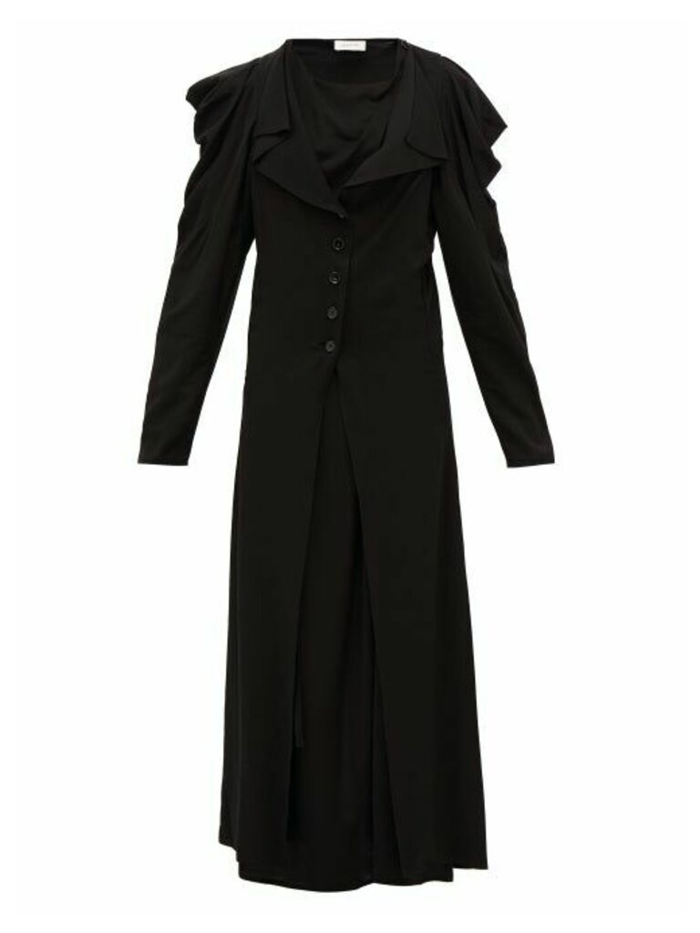 Lemaire - Button-down Crepe Maxi Dress - Womens - Black