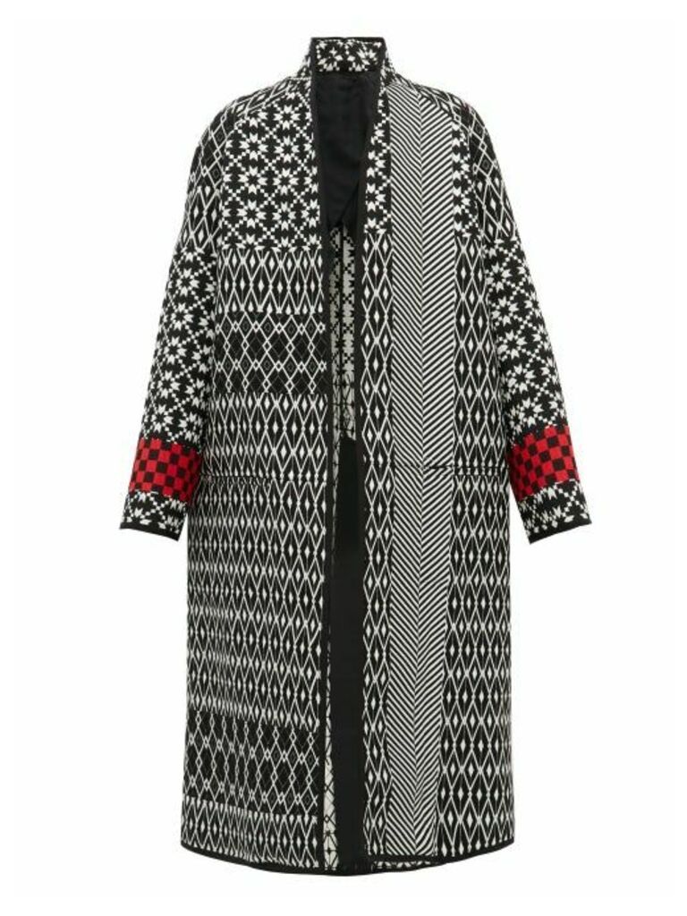Haider Ackermann - Geometric-jacquard Wool Coat - Womens - Black Multi
