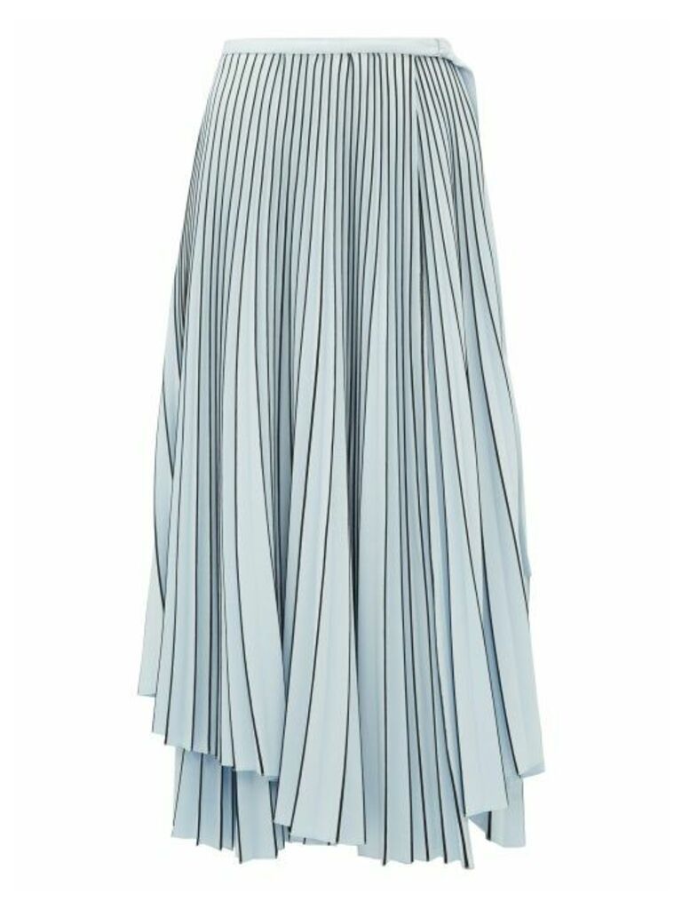 Proenza Schouler - Striped Asymmetric Hem Pleated Crepe Wrap Skirt - Womens - Blue Multi