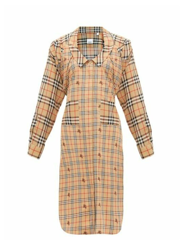 Burberry - Patchwork House-check Silk Shirtdress - Womens - Beige Multi