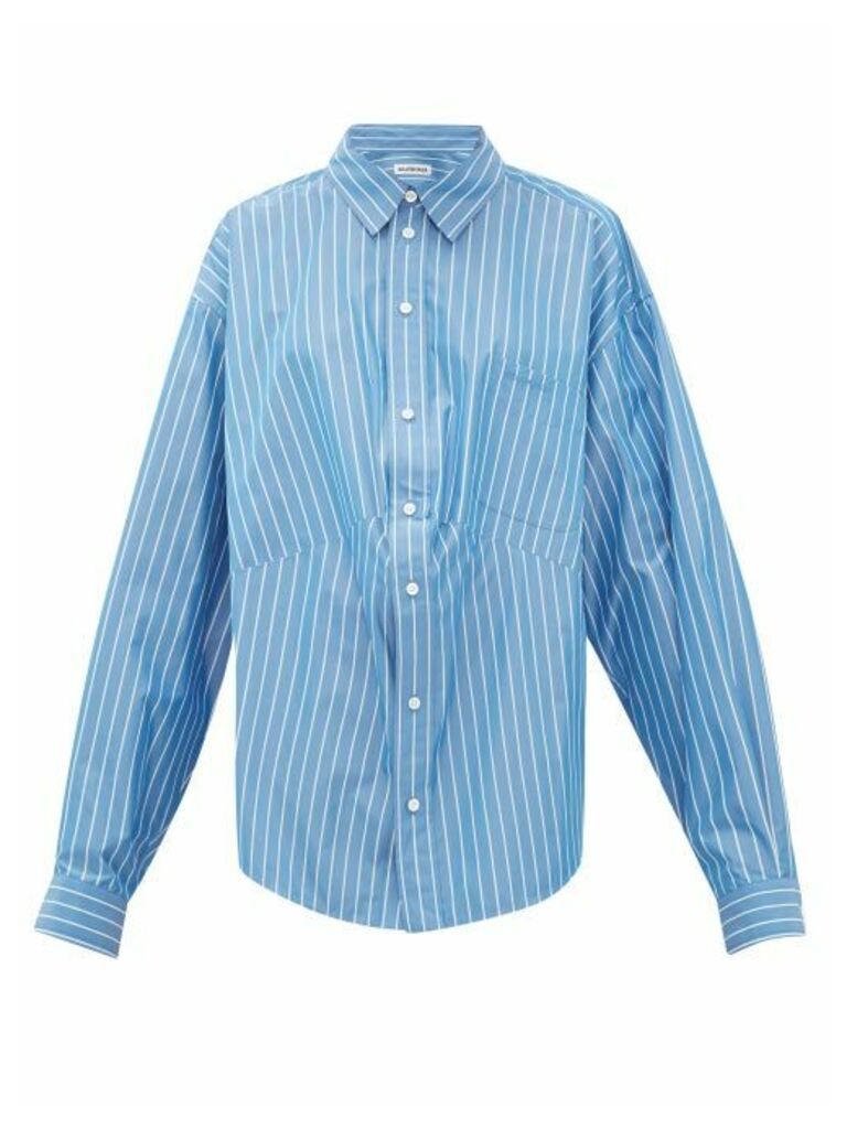 Balenciaga - Oversized Striped Cotton-blend Shirt - Womens - Blue White