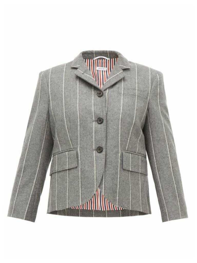 Thom Browne - Chalk-striped Wool-twill Single-breasted Blazer - Womens - Grey