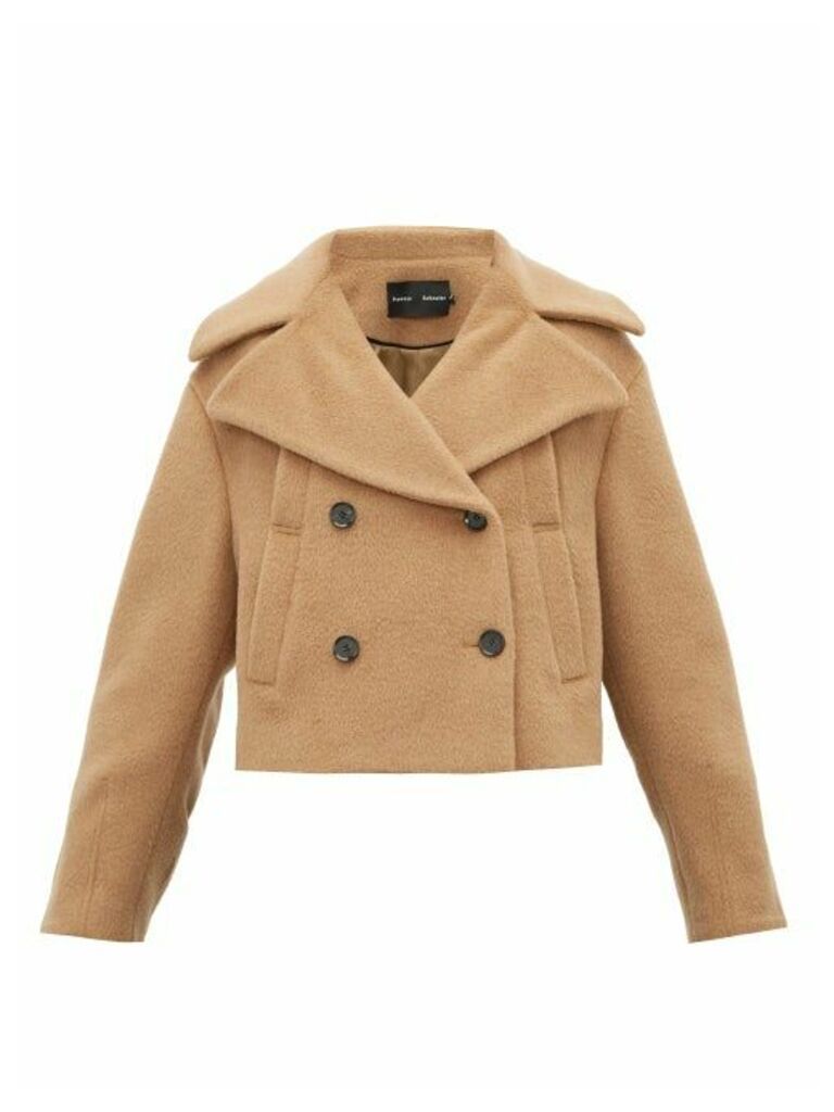 Proenza Schouler - Double-breasted Felted Cropped Pea Coat - Womens - Camel