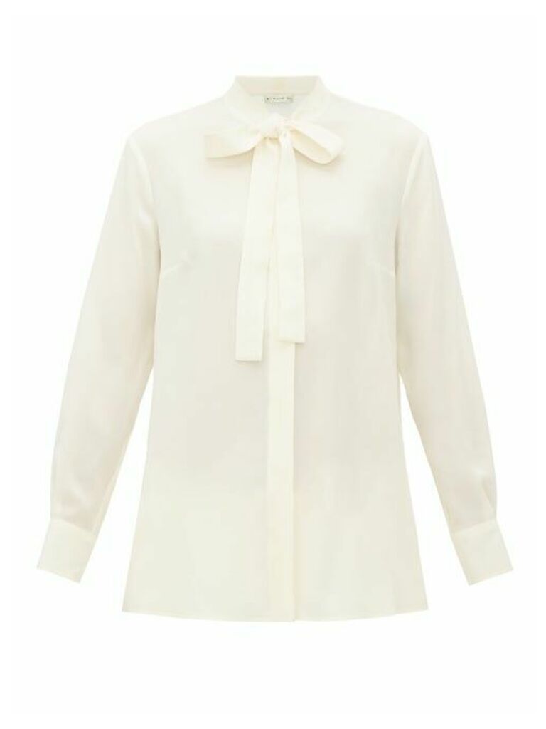 Etro - Pussy-bow Silk-georgette Blouse - Womens - Ivory