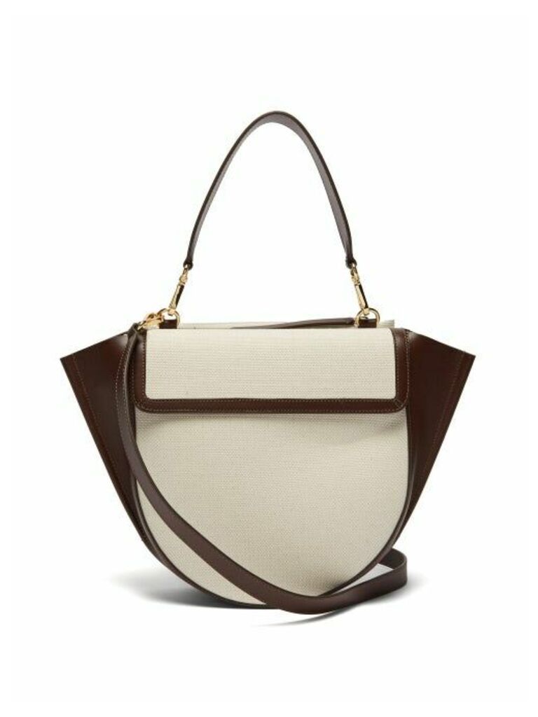 Wandler - Hortensia Medium Canvas And Leather Bag - Womens - Brown White