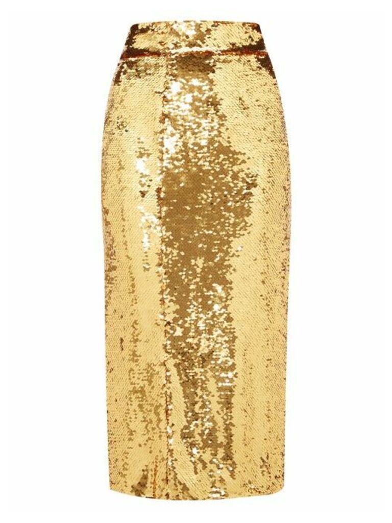 Dolce & Gabbana - High-rise Sequinned Pencil Skirt - Womens - Gold
