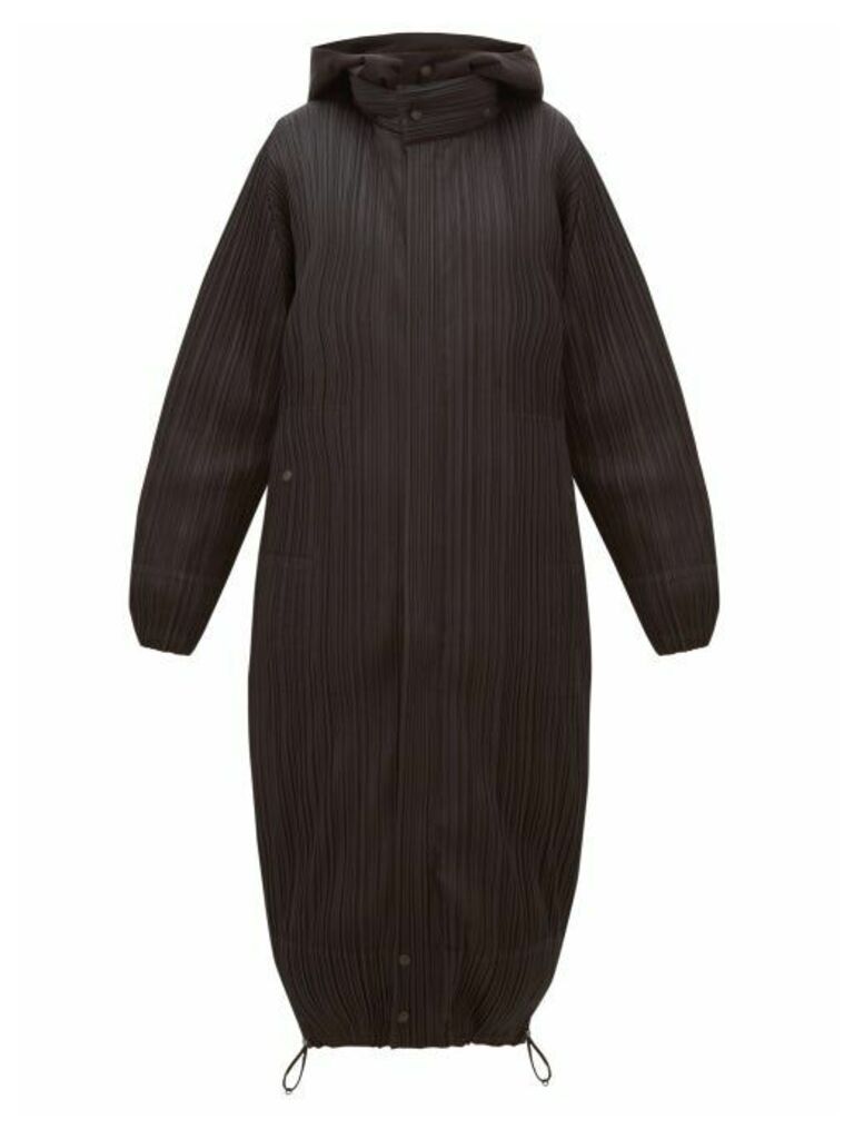 Pleats Please Issey Miyake - Reversible Hooded Plissé Coat - Womens - Black