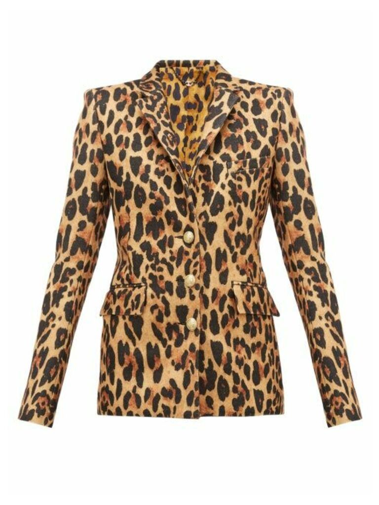 Paco Rabanne - Leopard-print Wool-blend Blazer - Womens - Leopard