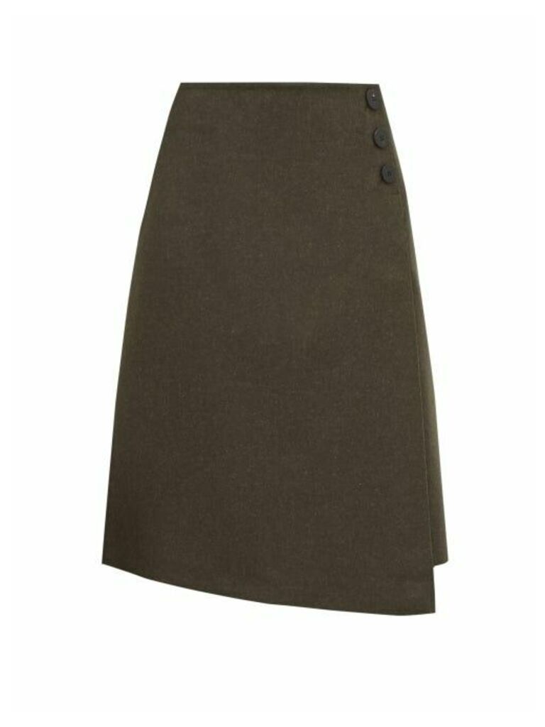 Cefinn - Felted Wool-blend A-line Skirt - Womens - Khaki