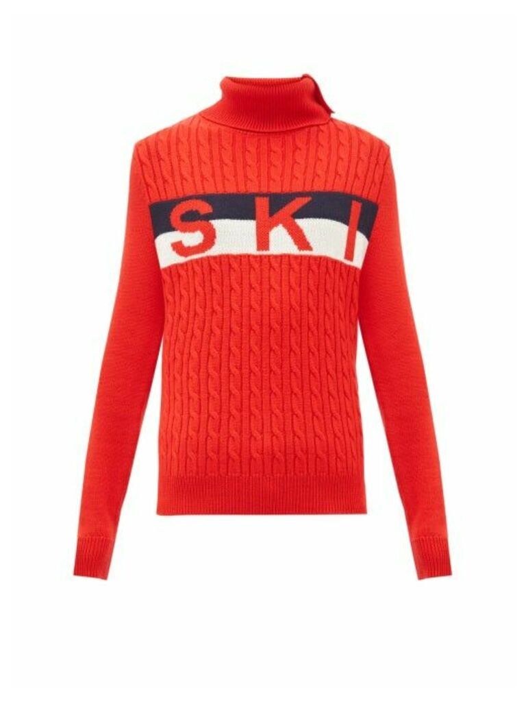 Perfect Moment - Ski-jacquard Cable-knit Wool Sweater - Womens - Red