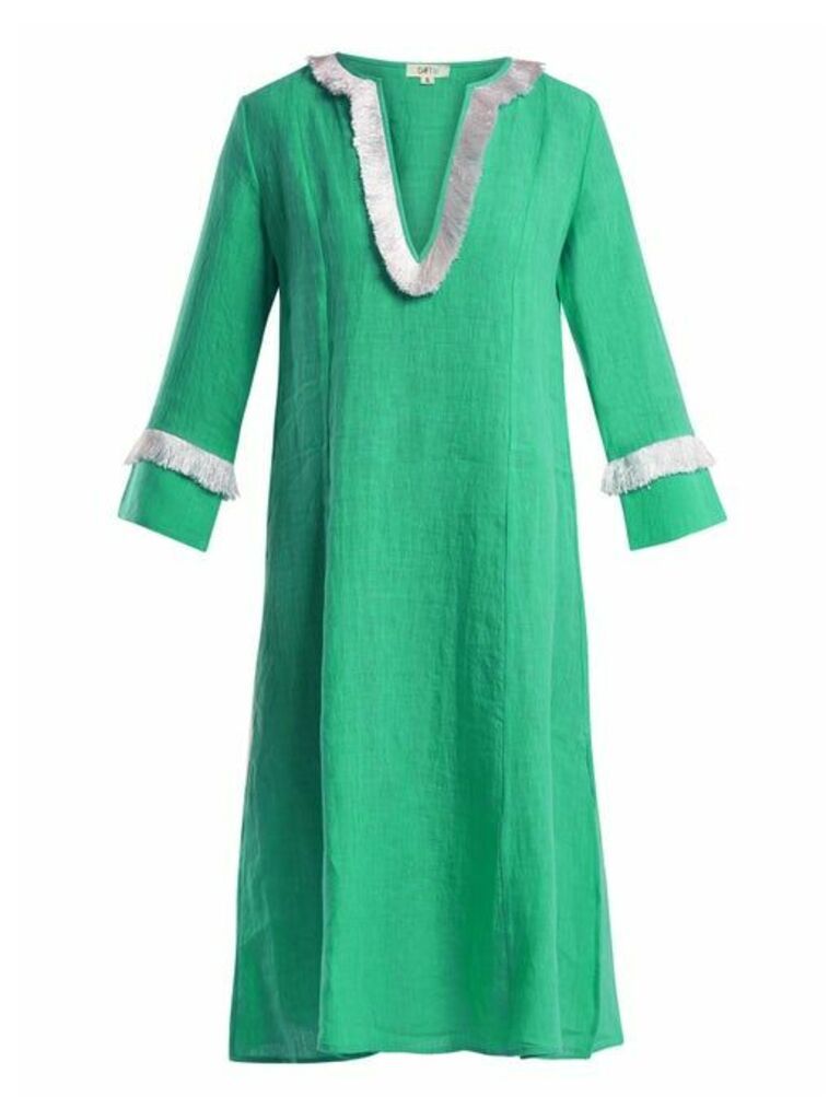 Daft - Capri Fringed Linen Dress - Womens - Green