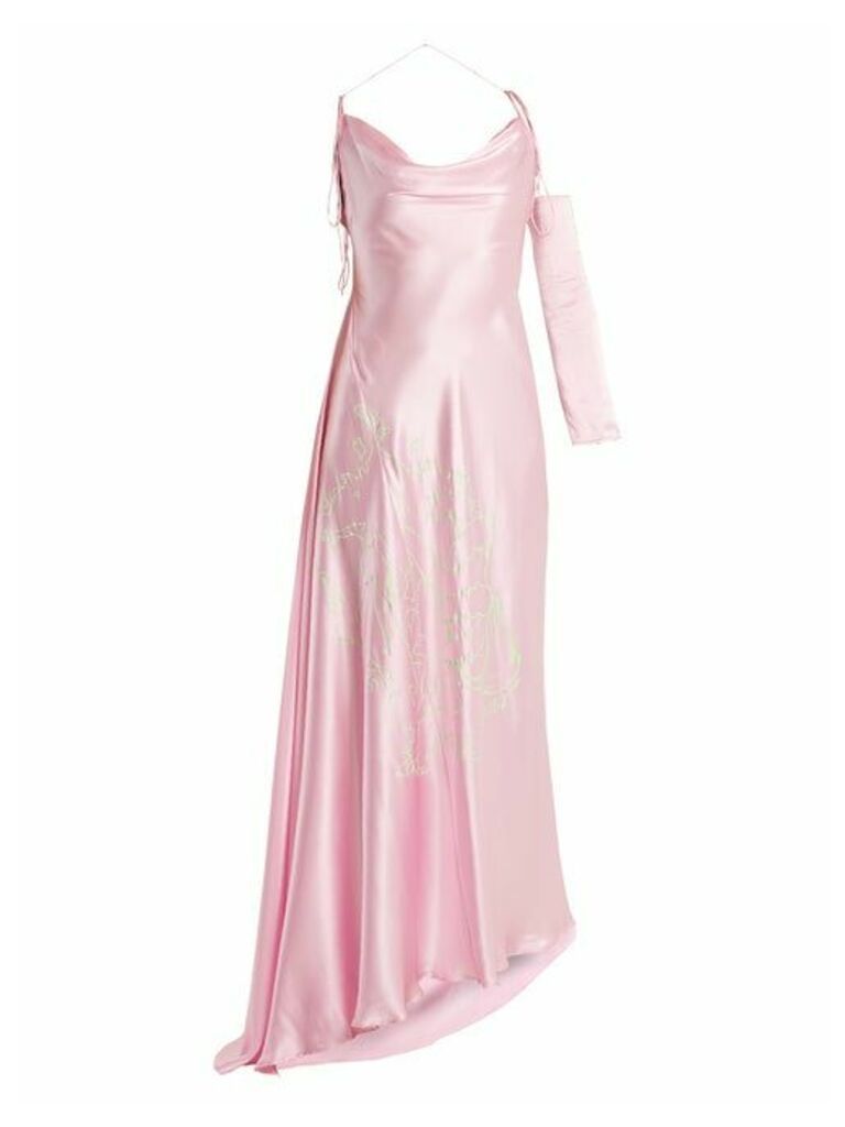Art School - Acid Jazz Asymmetric Silk Dress - Womens - Light Pink