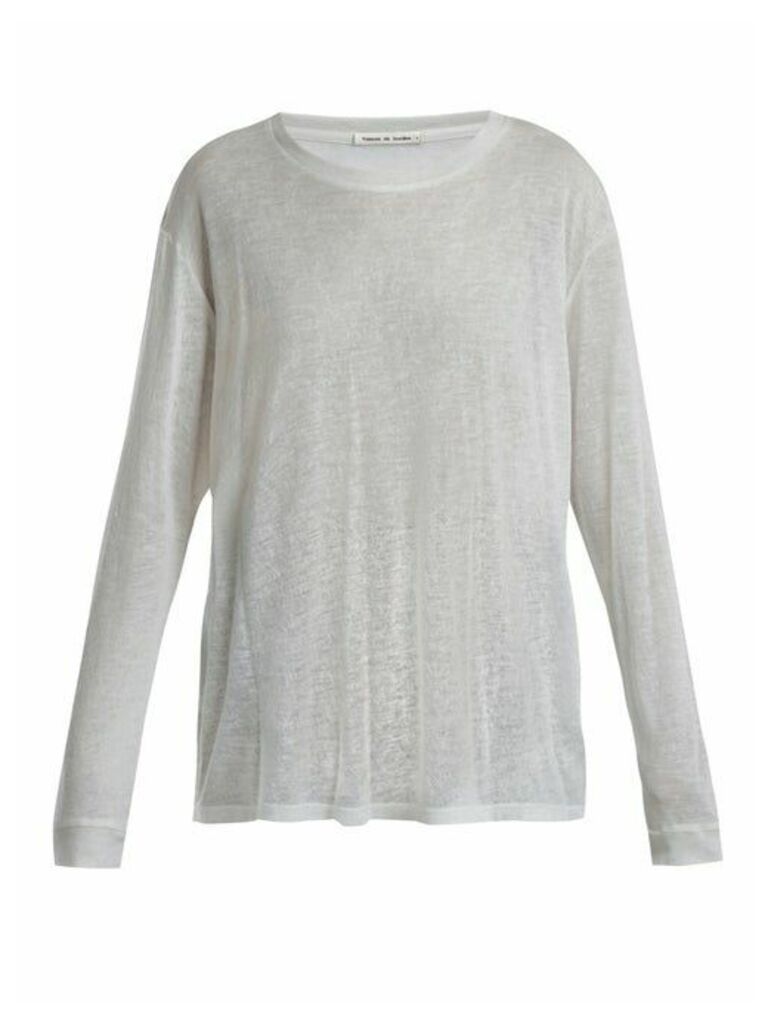 Frances De Lourdes - Marlon Round-neck Cashmere And Silk-blend T-shirt - Womens - Grey