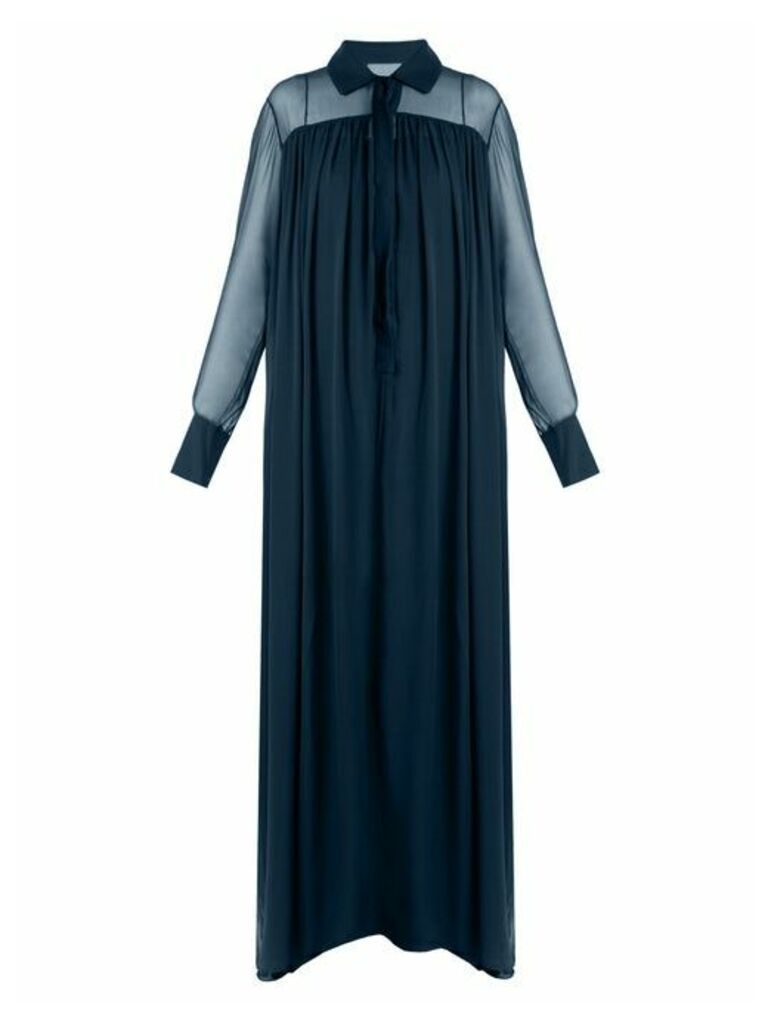 By. Bonnie Young - Long-sleeved Silk-chiffon Gown - Womens - Mid Blue