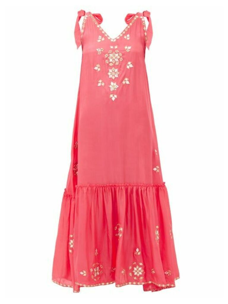 Juliet Dunn - Mirror-embellished Silk Dress - Womens - Pink