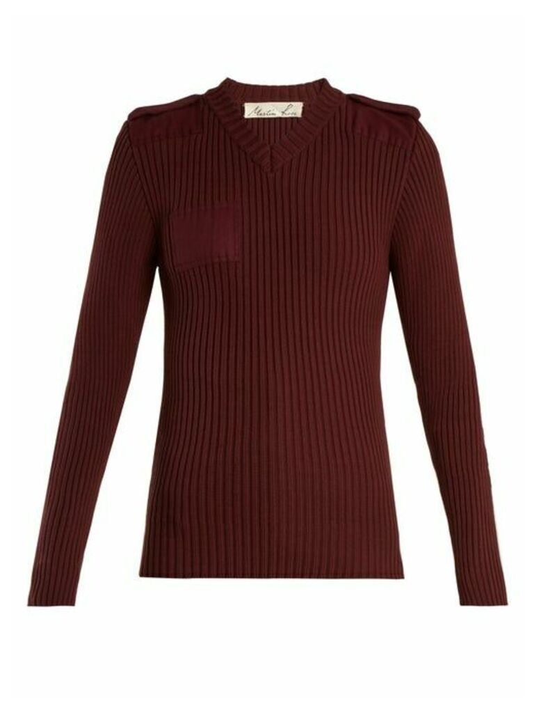 Martine Rose - Ribbed-knit Cotton Sweatshirt - Womens - Burgundy