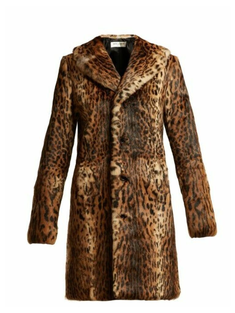 Saint Laurent - Leopard-print Rabbit-fur Coat - Womens - Leopard