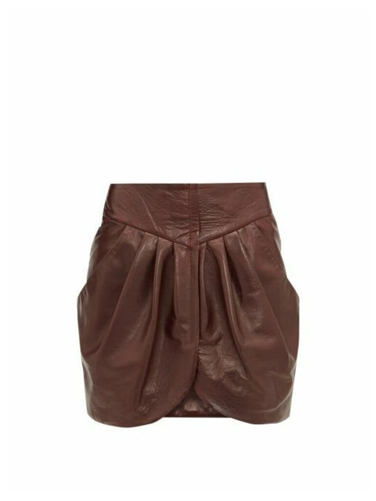 Isabel Marant - Fionali Leather Mini Wrap Skirt - Womens - Burgundy