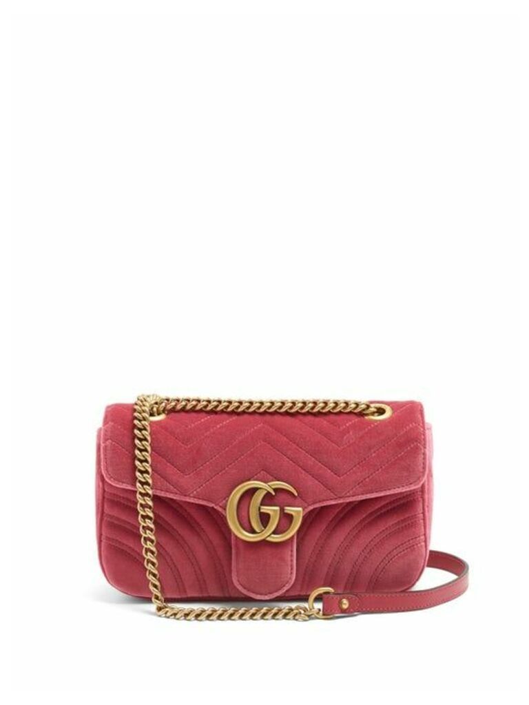 Gucci - Gg Marmont Small Quilted Velvet Cross-body Bag - Womens - Pink