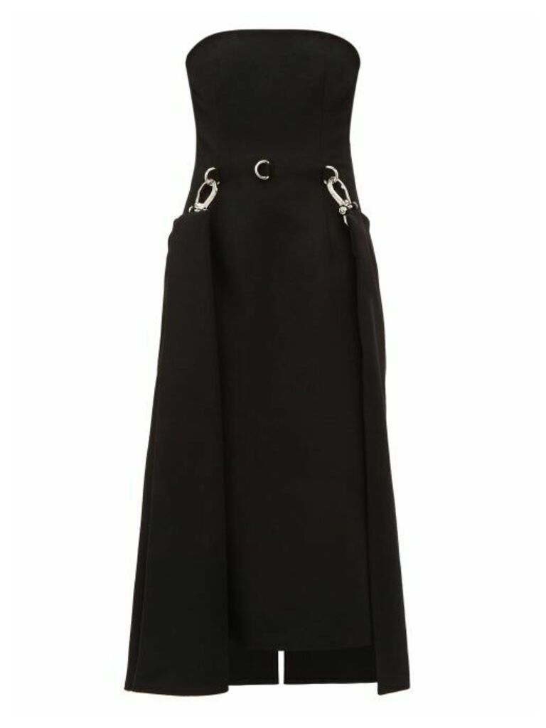 Prada - Draped-skirt Strapless Wool Dress - Womens - Black