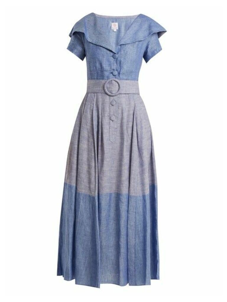 Gül Hürgel - Linen And Cotton-blend Dress - Womens - Blue