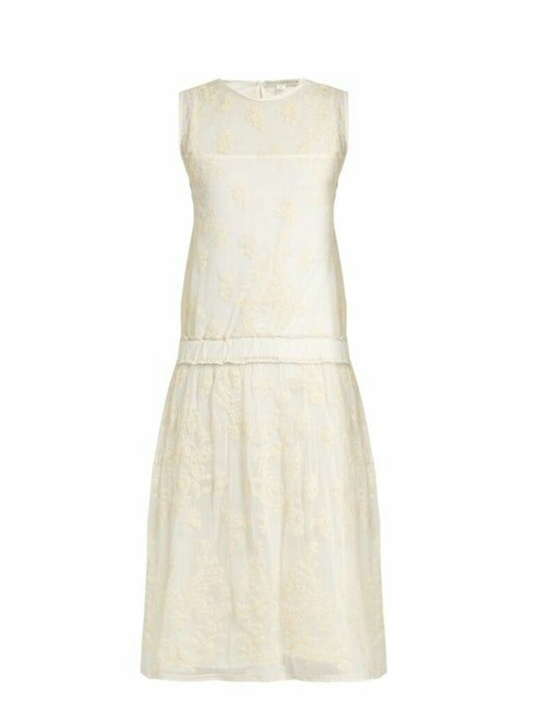 Queene And Belle - Liliana Embroidered Mesh Dress - Womens - Cream