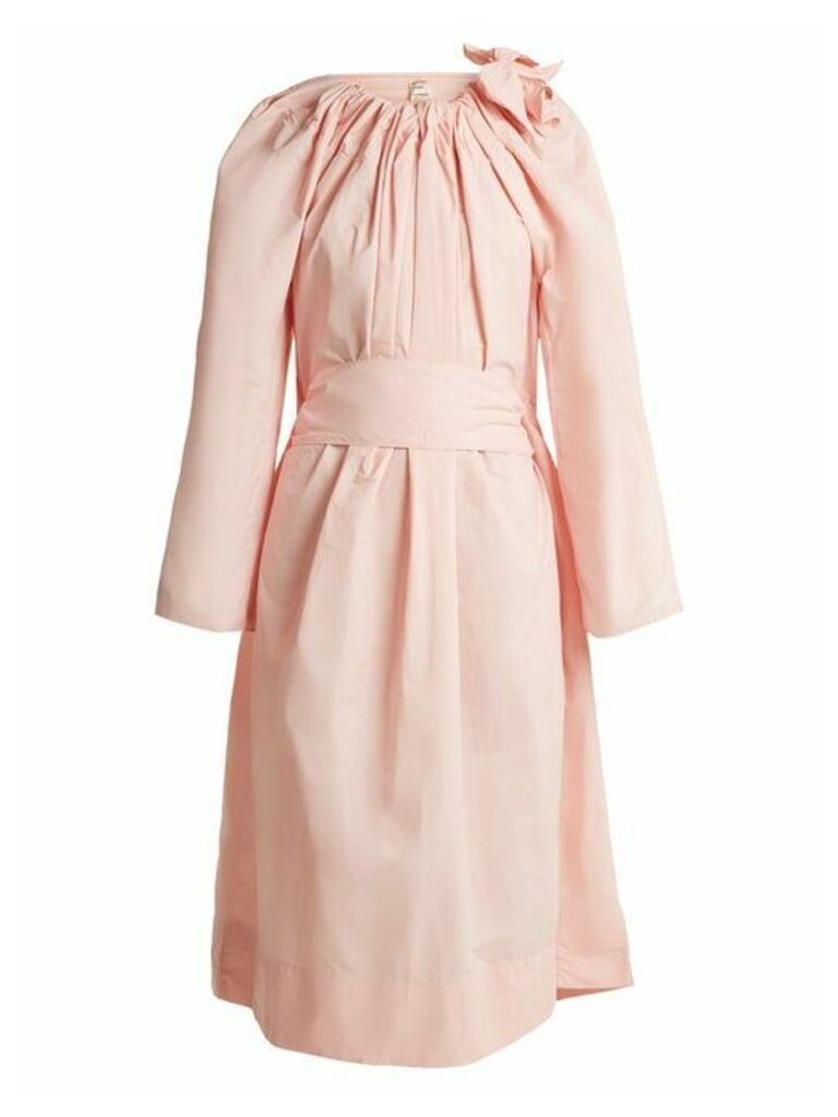 Maison Rabih Kayrouz - Tie-neck Gathered Paper-taffeta Dress - Womens - Light Pink