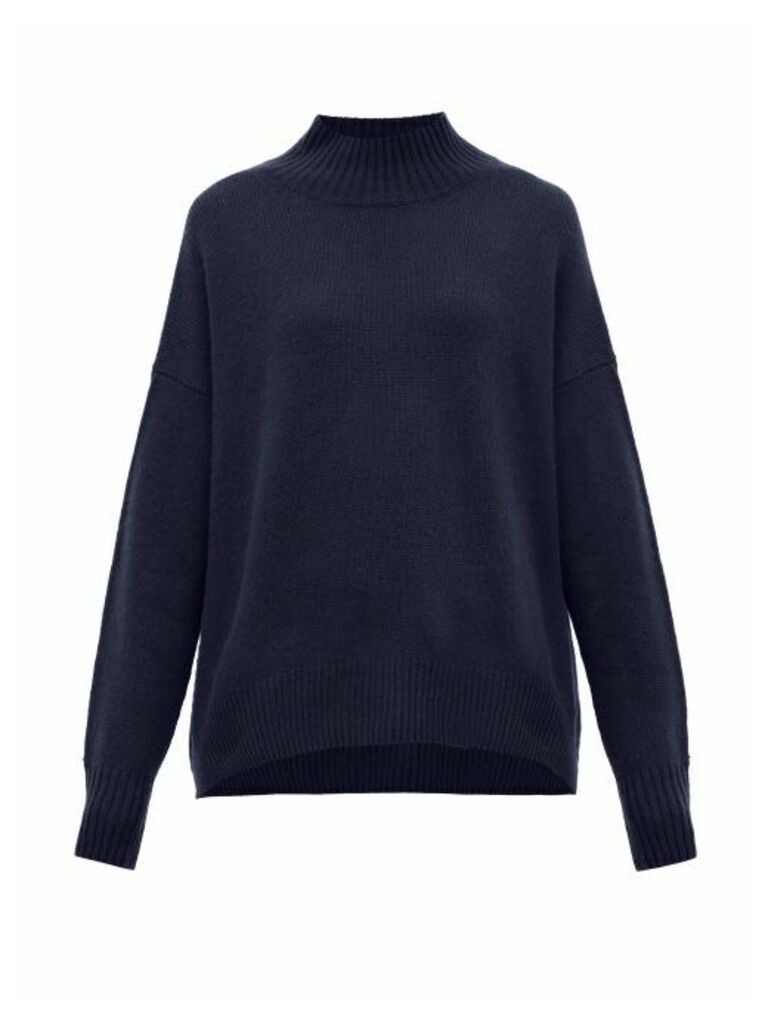 Allude - Oversized High-neck Cashmere Sweater - Womens - Navy
