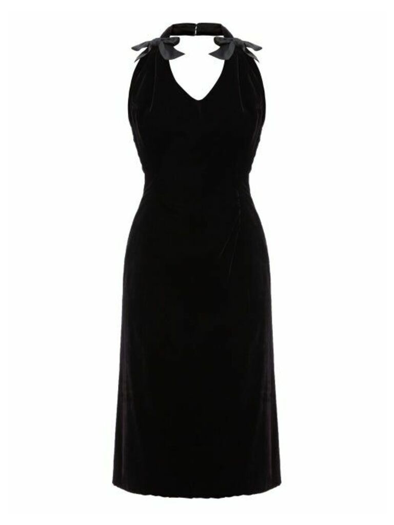 William Vintage - Dior 1957 Halterneck Velvet Knee-length Dress - Womens - Black