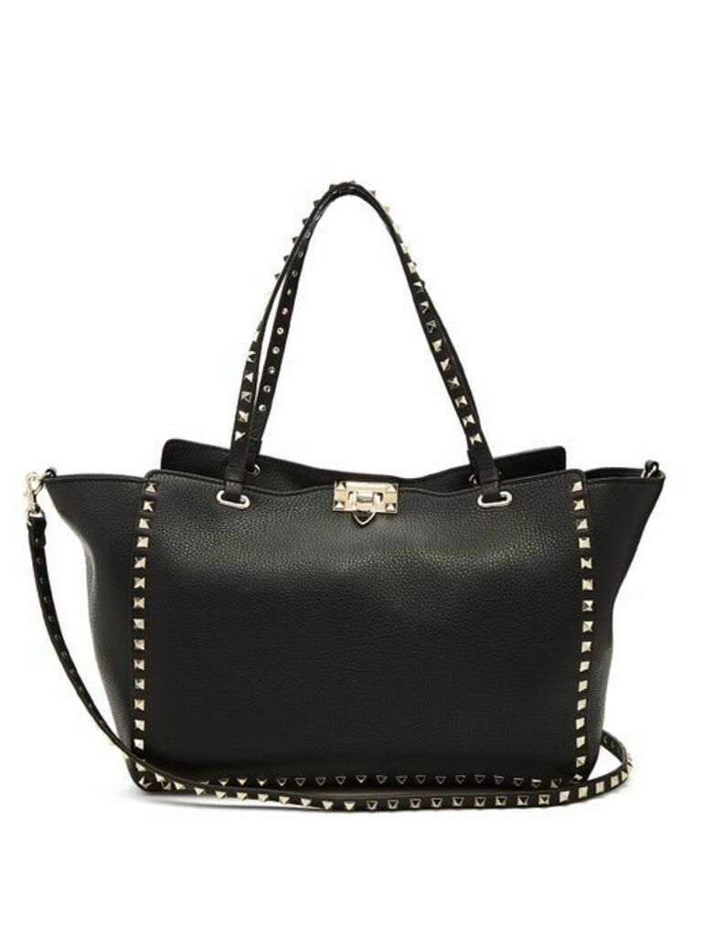 Valentino - Rockstud Medium Leather Tote Bag - Womens - Black