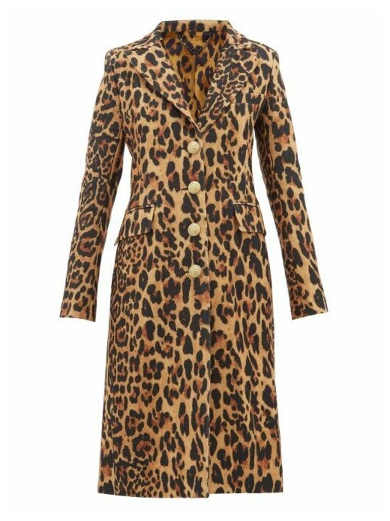 Paco Rabanne - Leopard Single-breasted Wool-blend Coat - Womens - Leopard