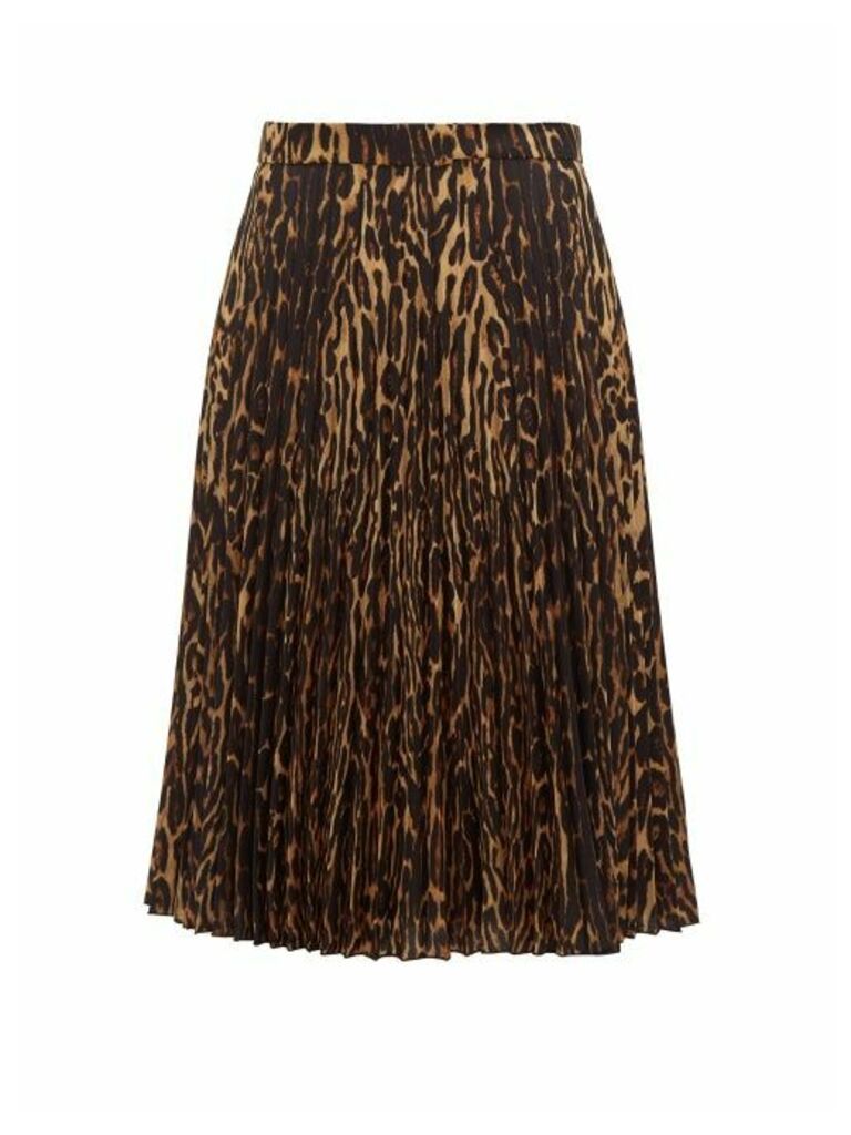 Burberry - Leopard-print Pleated Skirt - Womens - Leopard