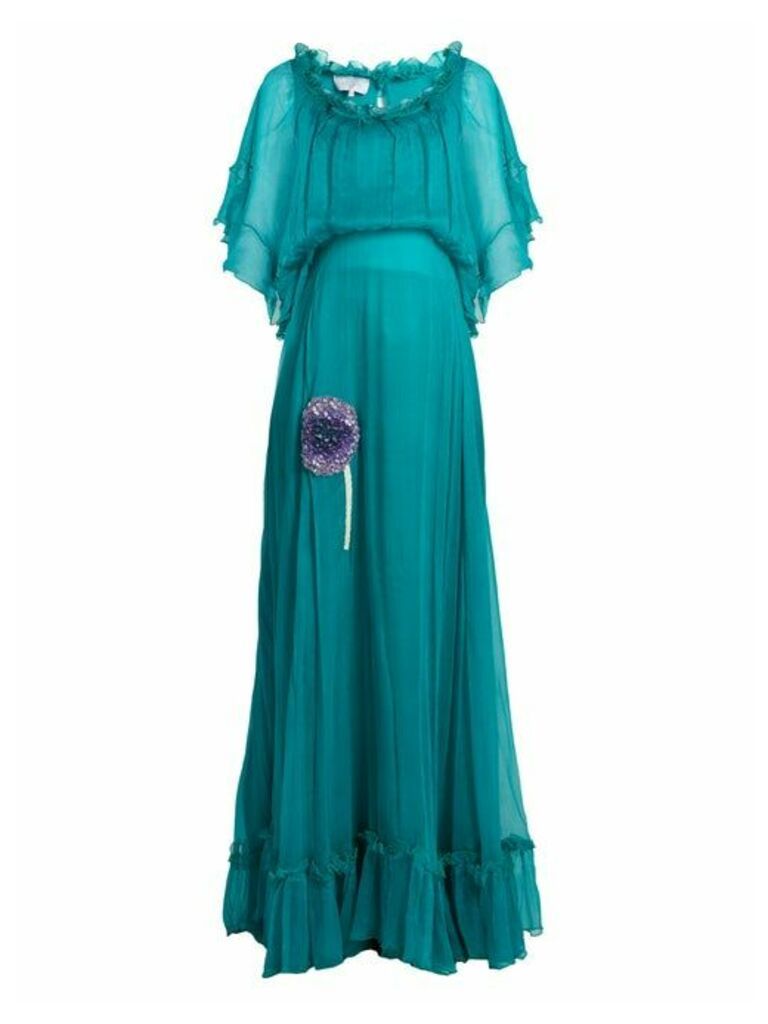 Luisa Beccaria - Bead Embellished Silk Georgette Dress - Womens - Green