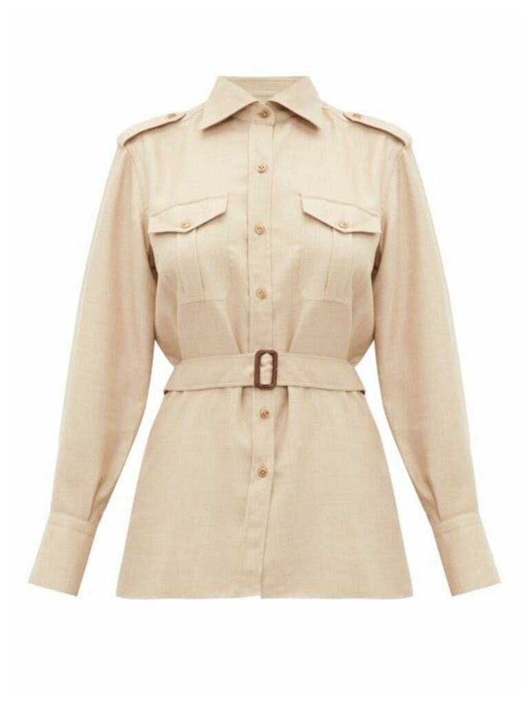 Giuliva Heritage Collection - The Aurora Belted Camel Hair-blend Shirt - Womens - Beige