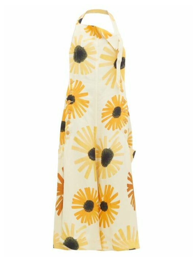 Jacquemus - Tablier Sunflower-print Open-back Apron Dress - Womens - Yellow Multi