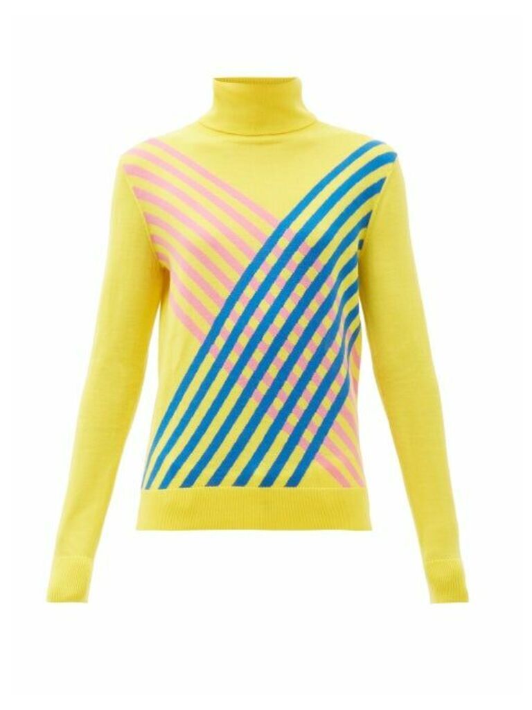 Perfect Moment - Stripe-intarsia Roll Neck Merino-wool Sweater - Womens - Yellow