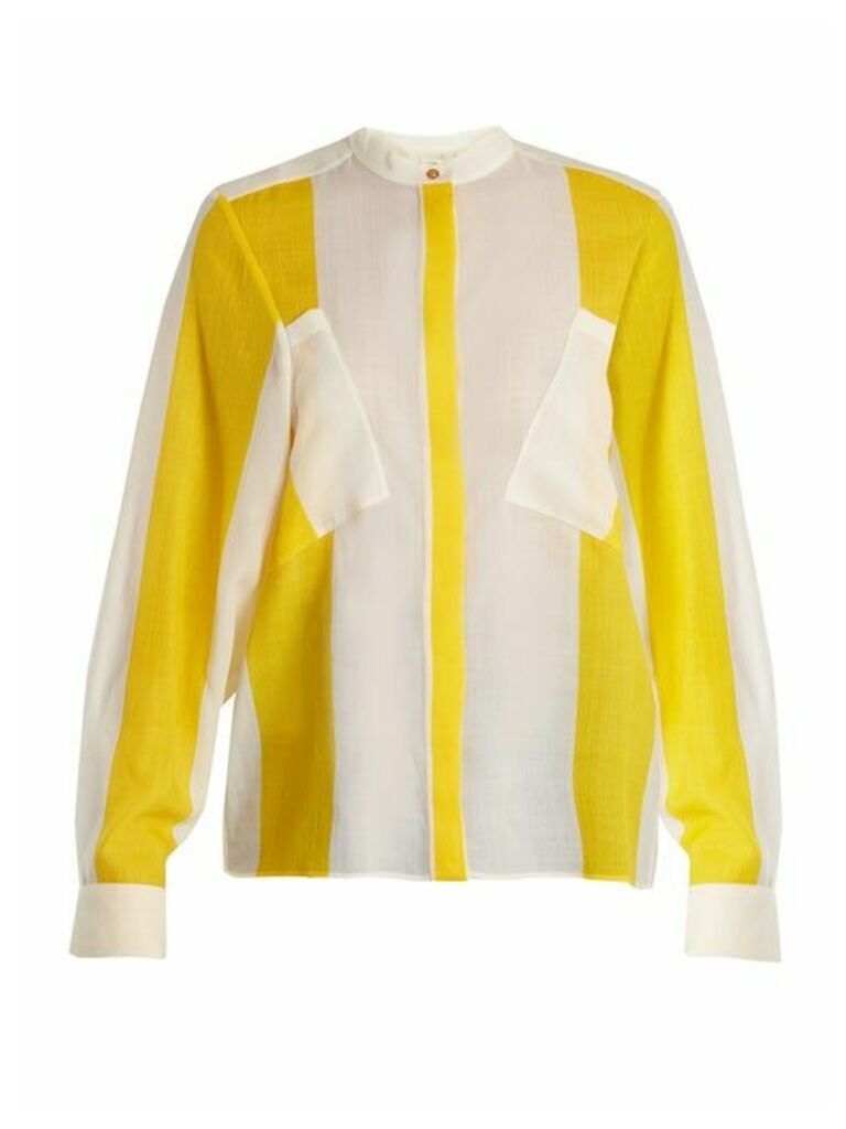 Maison Rabih Kayrouz - Etamine Striped Wool Shirt - Womens - Yellow Stripe