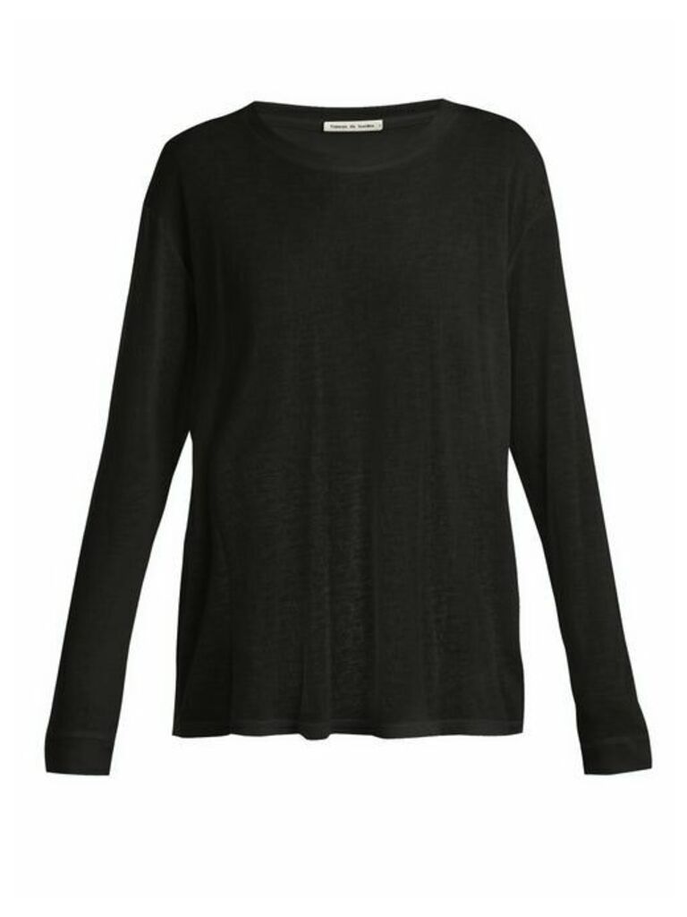 Frances De Lourdes - Marlon Round-neck Cashmere And Silk-blend T-shirt - Womens - Black