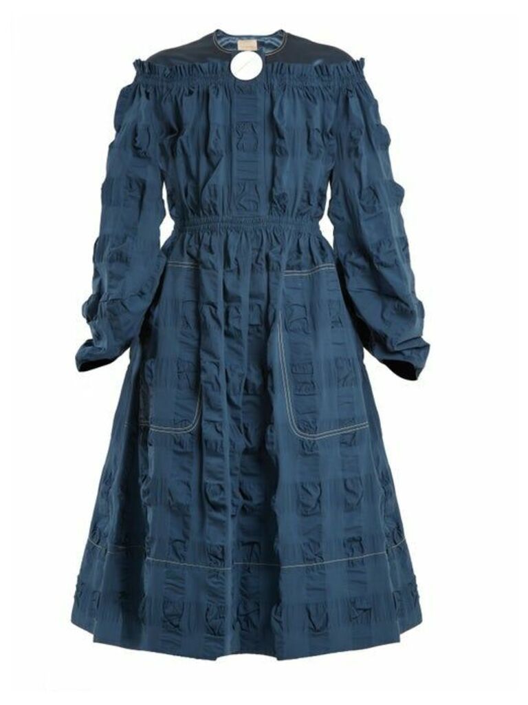 Roksanda - Tora Satin-yoke Cotton-blend Seersucker Dress - Womens - Blue