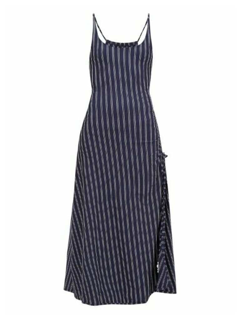 Solid & Striped - Side-slit Striped Jersey Dress - Womens - Navy Stripe