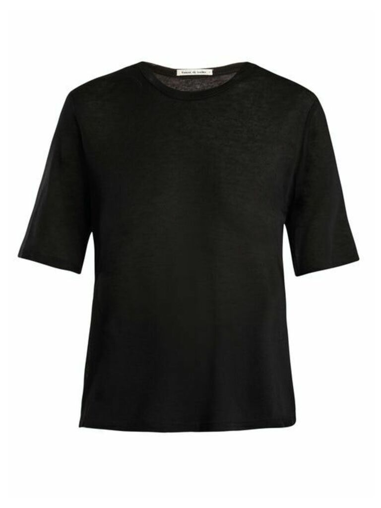 Frances De Lourdes - Martin Round-neck Cashmere And Silk-blend T-shirt - Womens - Black